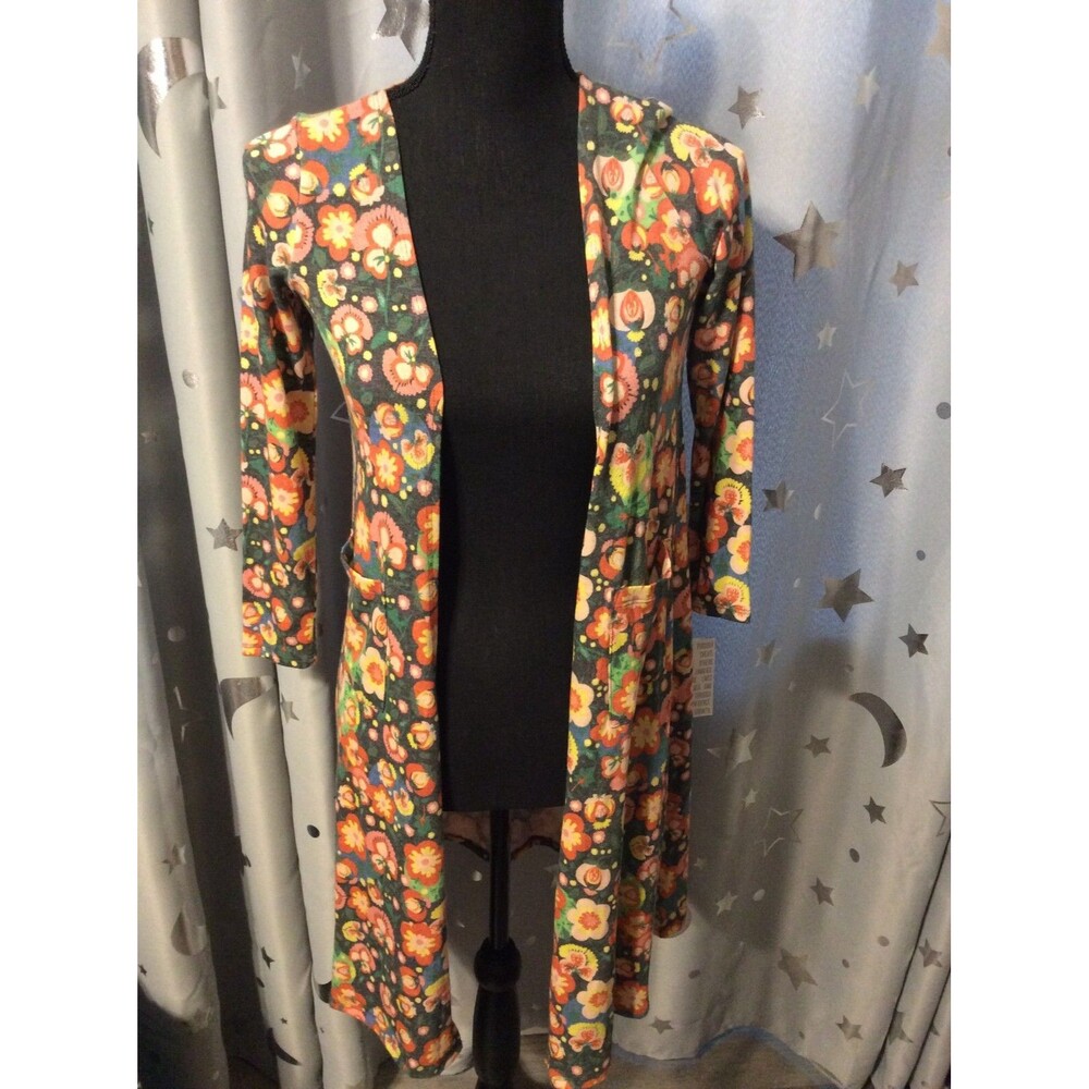LulaRoe Sariah Girls 12 Open Front Cardigan Sweater Shrug Floral Print